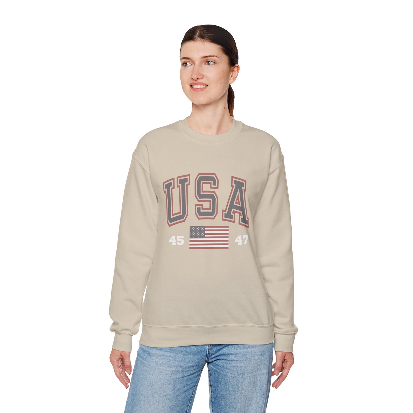 Unisex Vintage USA Crewneck Sweatshirt - Casual, Comfy American Style