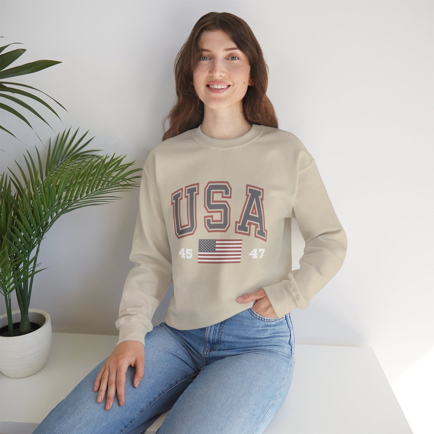 Unisex Vintage USA Crewneck Sweatshirt - Casual, Comfy American Style